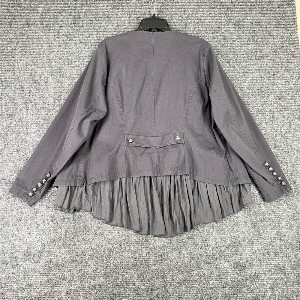 Torrid Military Peplum Jacket Women 3 Ruffle Hem Crest Button Casual Outerwear - Picture 7 of 11